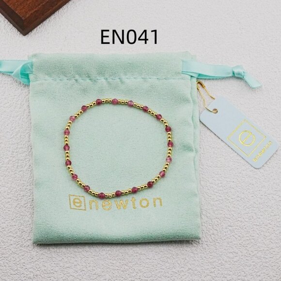 Enewton Pink Natural Stone & Gold Bead Bracelet